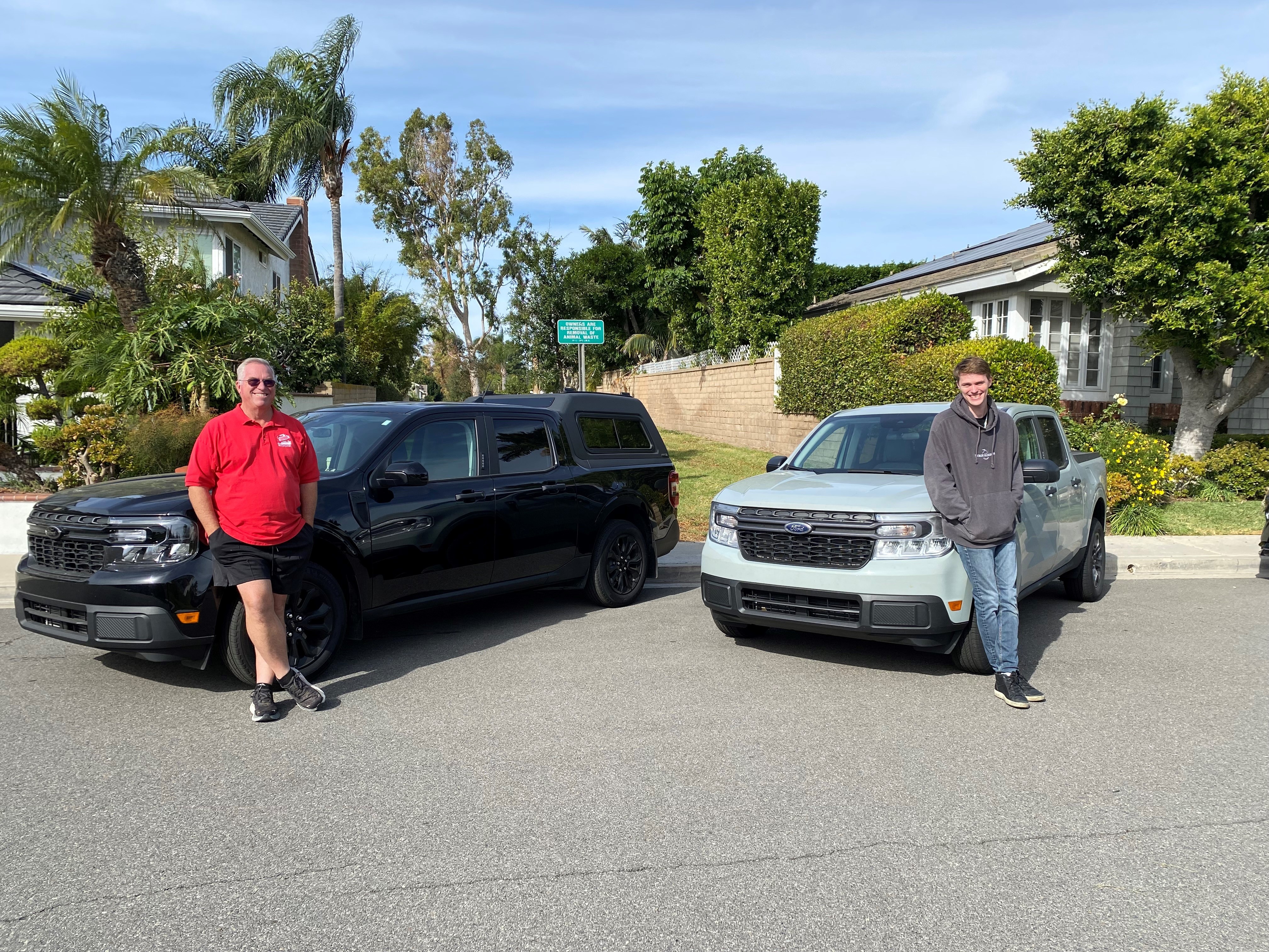 Brian Foster of Irvine, California, already had a 2023 Maverick XLT – now retrofitted with a midrise shell, seat covers and an aftermarket stereo system – when he ordered a 2024 Maverick XL Hybrid for his son, who fell in love after borrowing dad’s Maverick for four months.